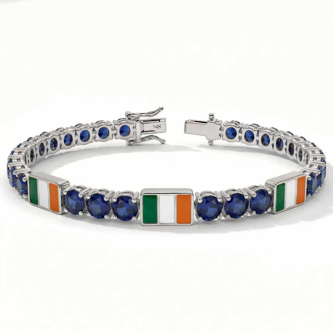 Sapphire Tennis Bracelet with Ireland Flag no. 15