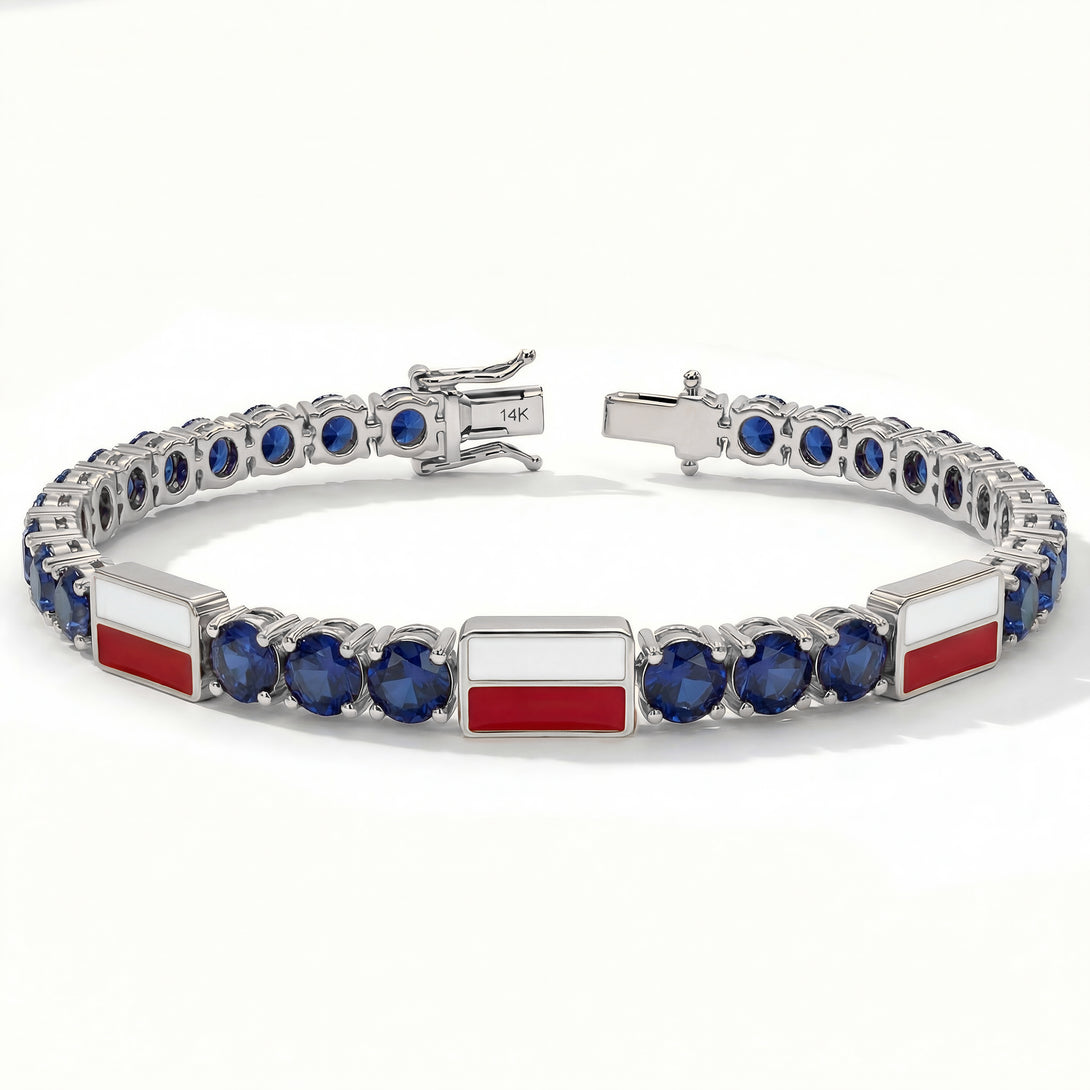 Sapphire Tennis Bracelet with Poland Flag no. 15