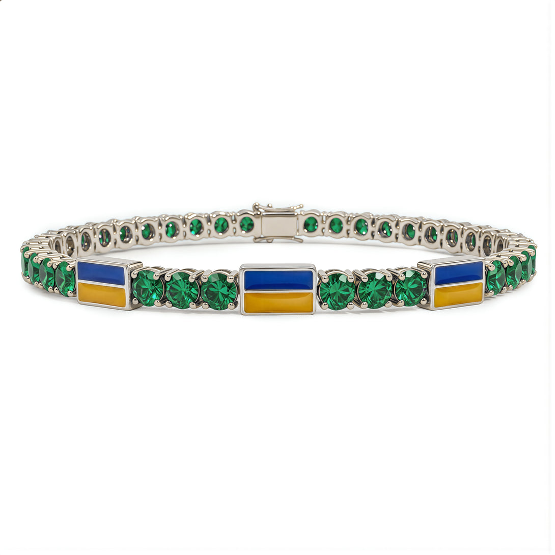 Emerald Tennis Bracelet with Ukraine Flag no. 6