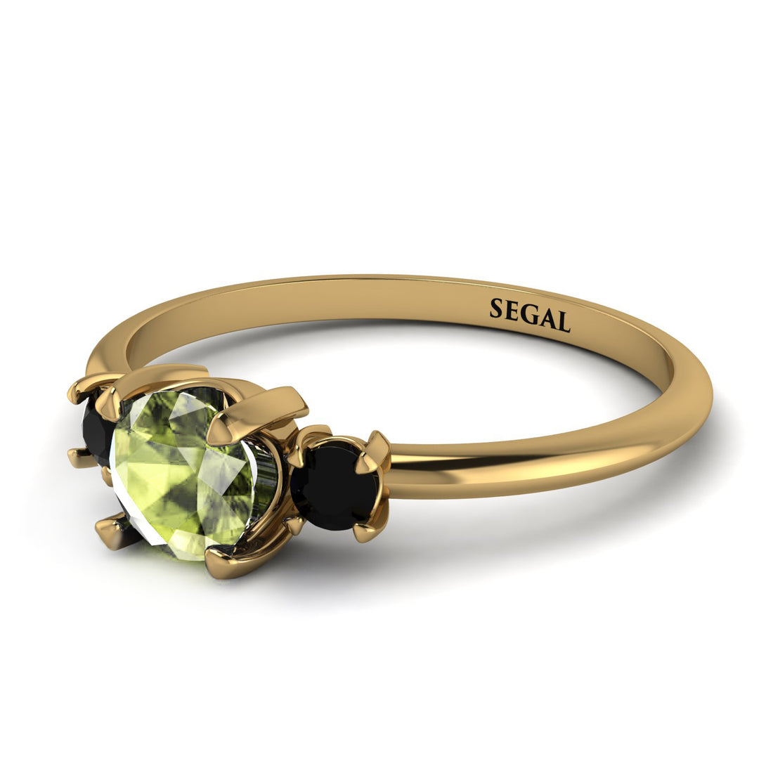 Classic Three Stone Peridot Engagement Ring - Valentina No. 707