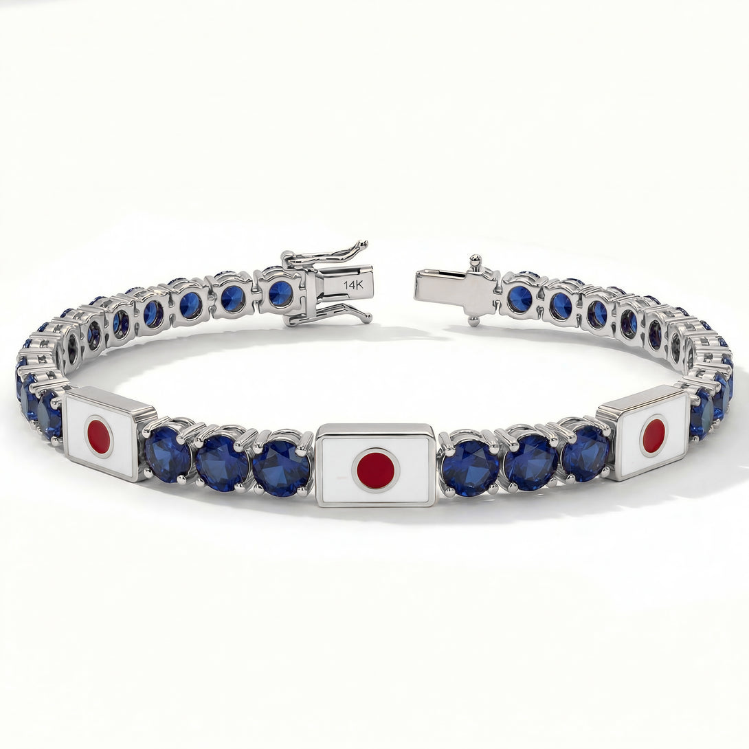 Sapphire Tennis Bracelet with Japan Flag no. 15