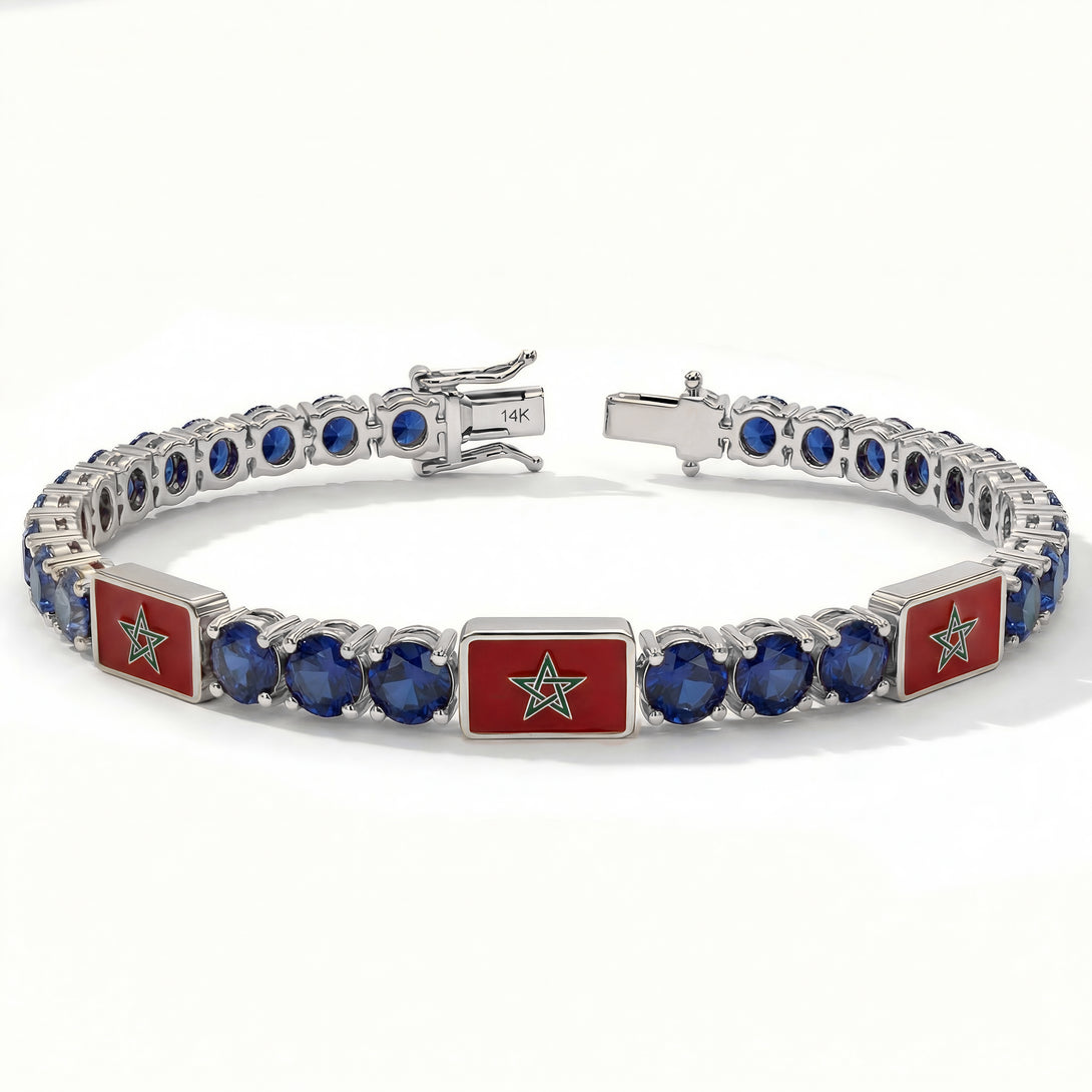 Sapphire Tennis Bracelet with Morocco Flag no. 15