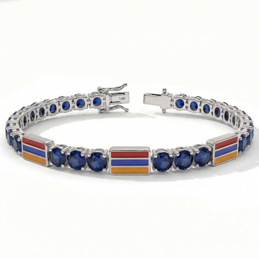 Sapphire Tennis Bracelet with Armenia Flag no. 15