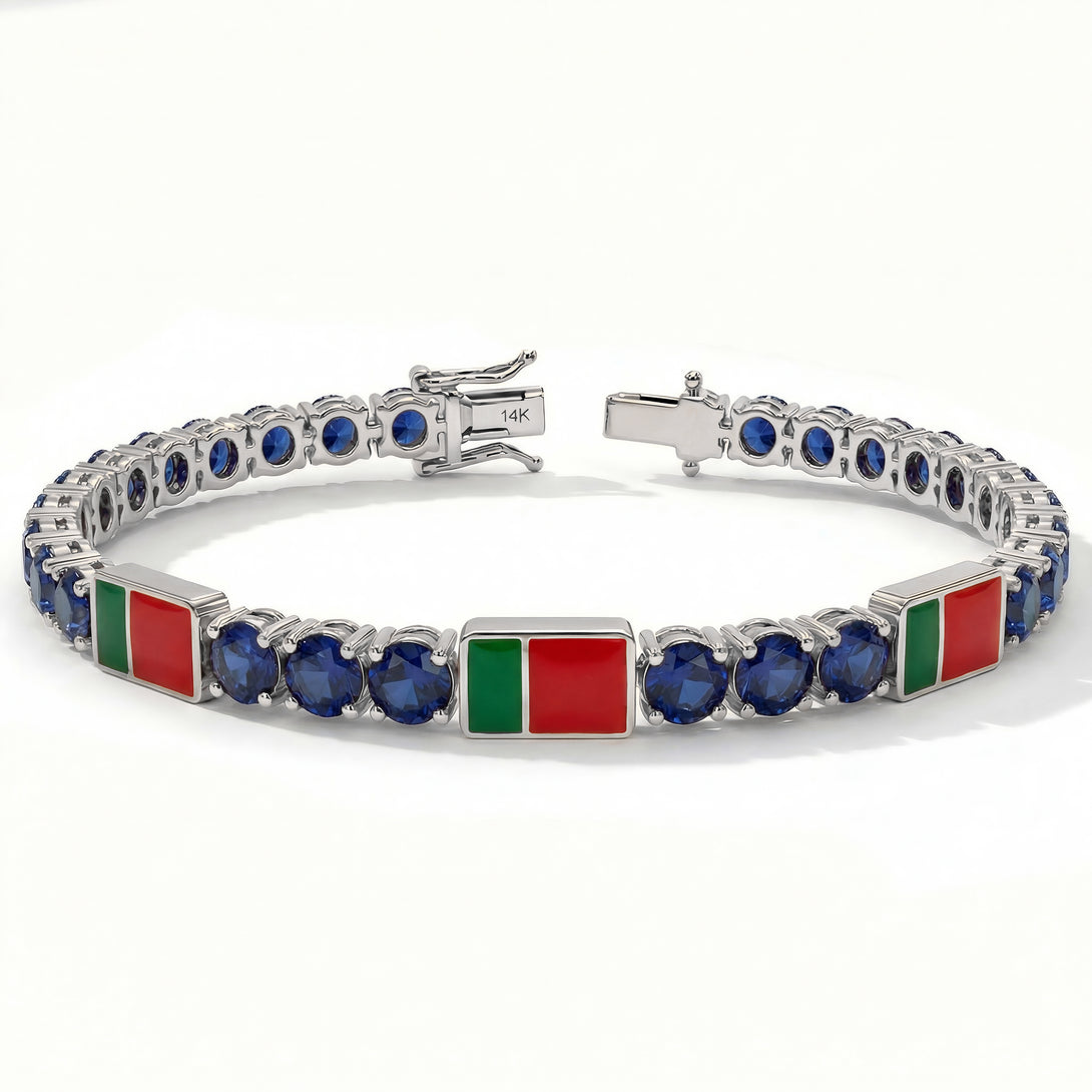 Sapphire Tennis Bracelet with Portugal Flag no. 15