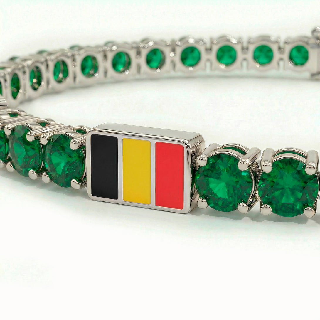Emerald Tennis Bracelet with Belgium Flag no. 6