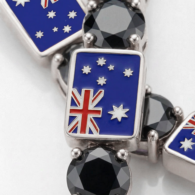Black Diamond Tennis Bracelet with Australia Flag no. 9