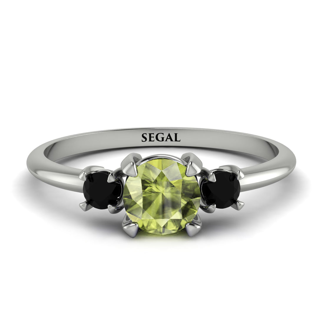 Classic Three Stone Peridot Engagement Ring - Valentina No. 709