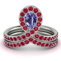 Tanzanite Pear Shape Stacking Bridal Set - Emilia No. 212 image 1