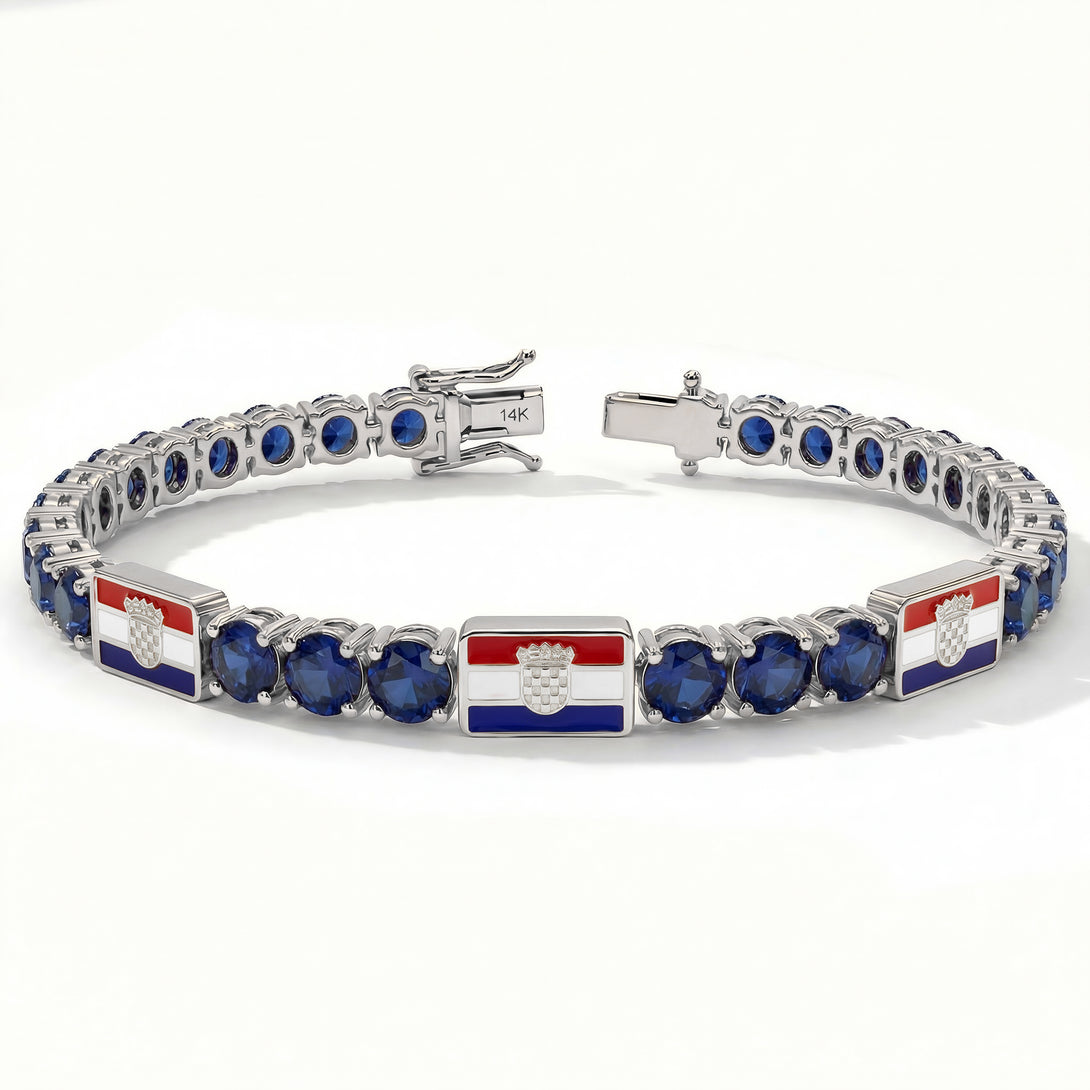 Sapphire Tennis Bracelet with Croatia Flag no. 15