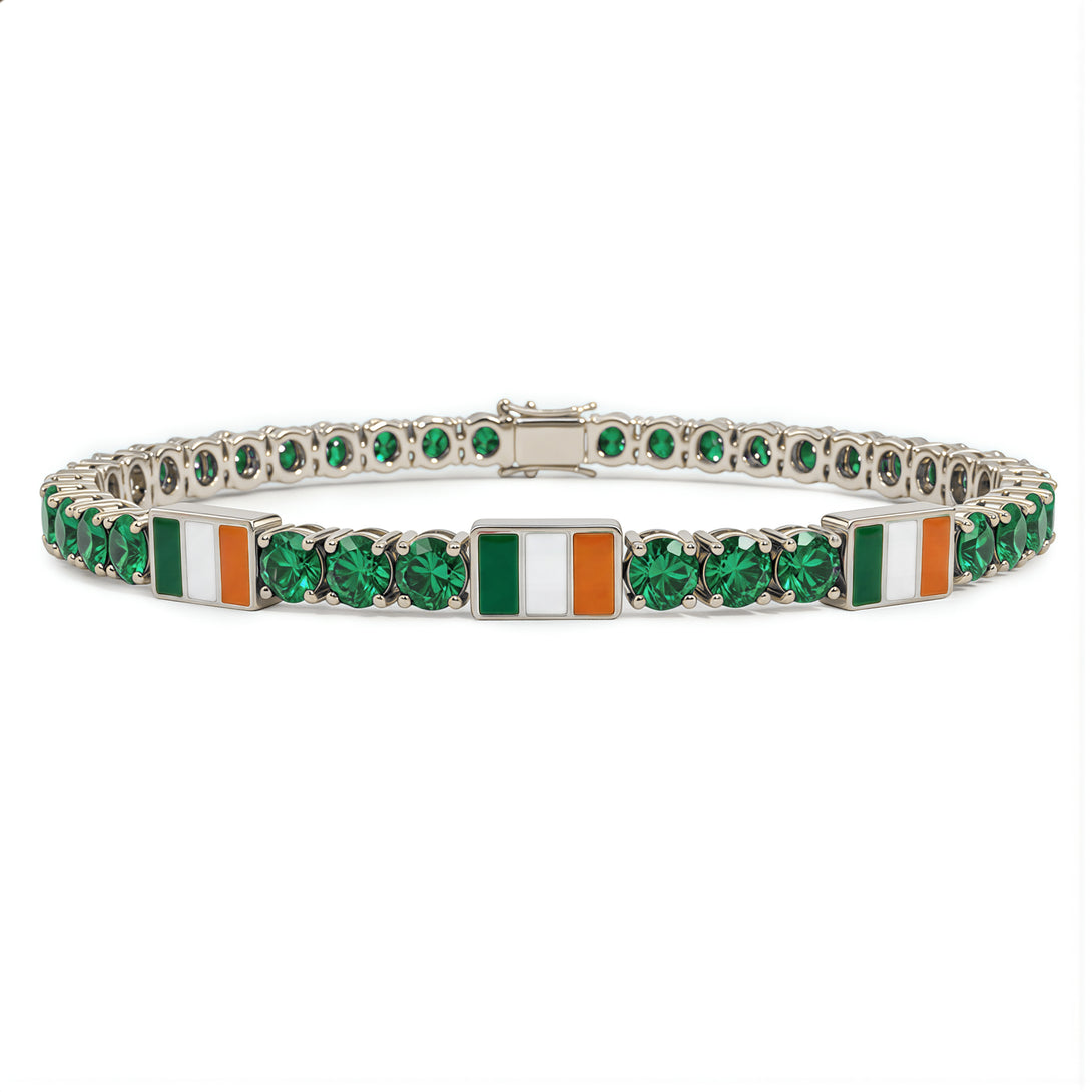 Emerald Tennis Bracelet with Ireland Flag no. 6