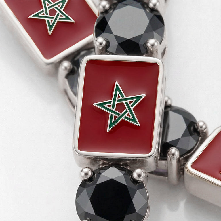 Black Diamond Tennis Bracelet with Morocco Flag no. 9