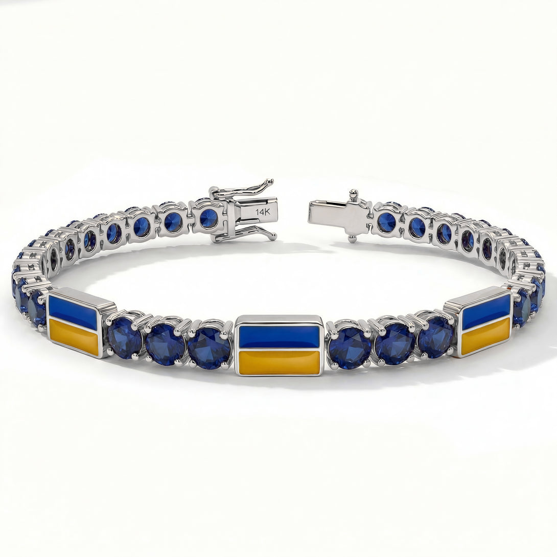 Sapphire Tennis Bracelet with Ukraine Flag no. 15