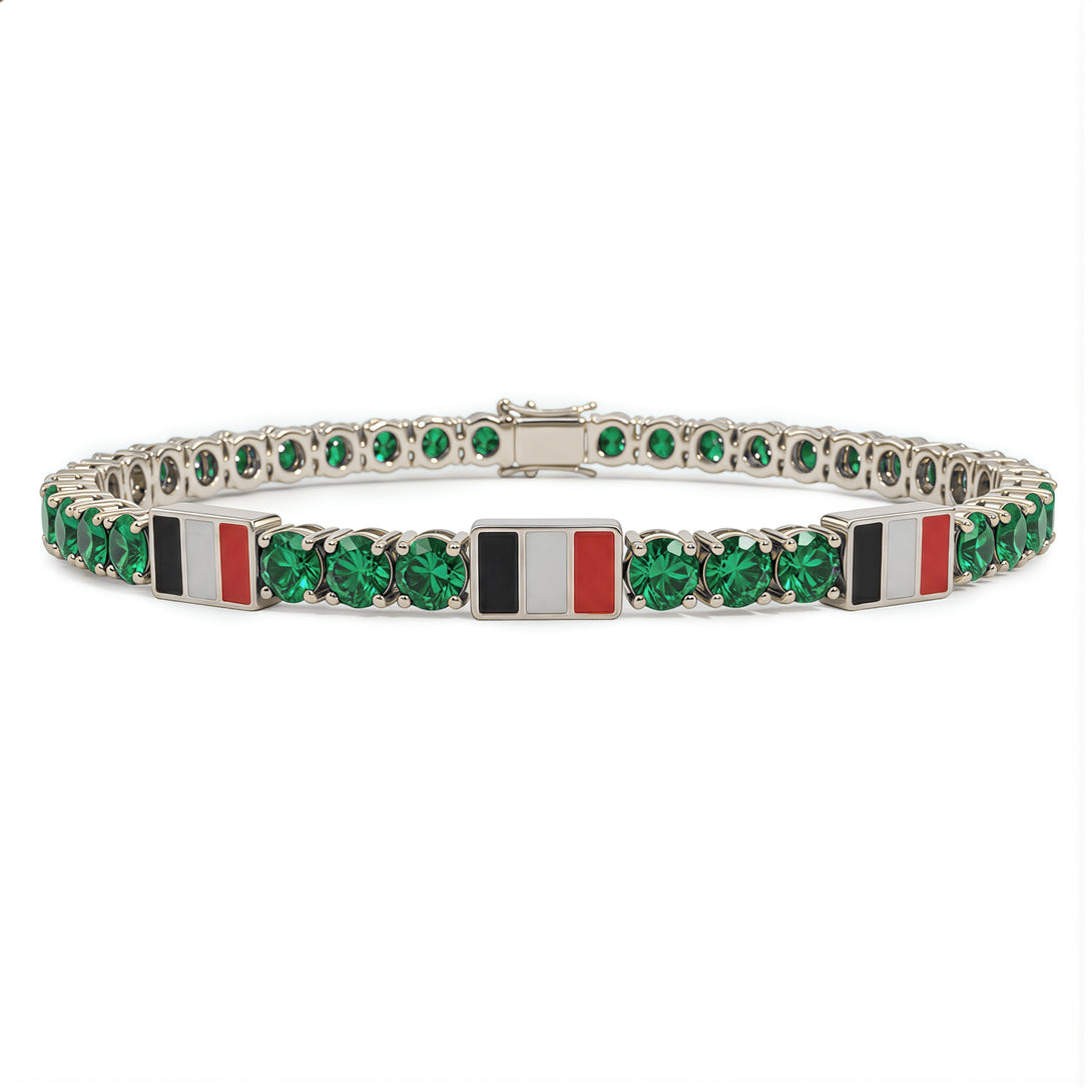 Emerald Tennis Bracelet with Belgium Flag no. 6