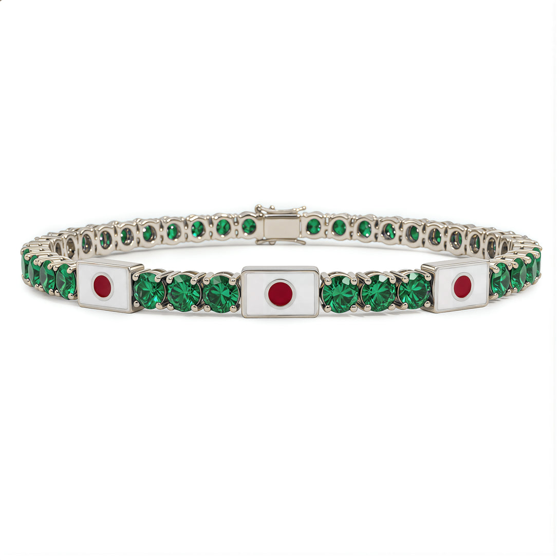 Emerald Tennis Bracelet with Japan Flag no. 6