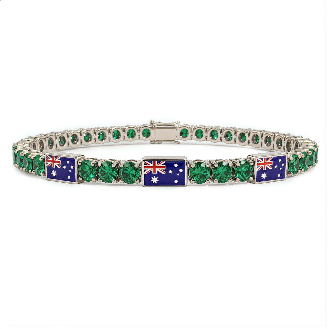 Emerald Tennis Bracelet with Australia Flag no. 6