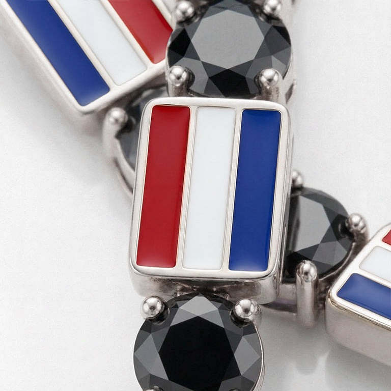 Black Diamond Tennis Bracelet with Netherlands Flag no. 9