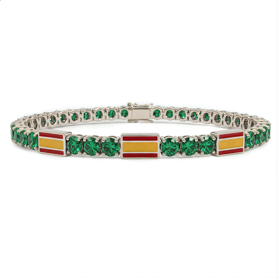Emerald Tennis Bracelet with Spain Flag no. 6