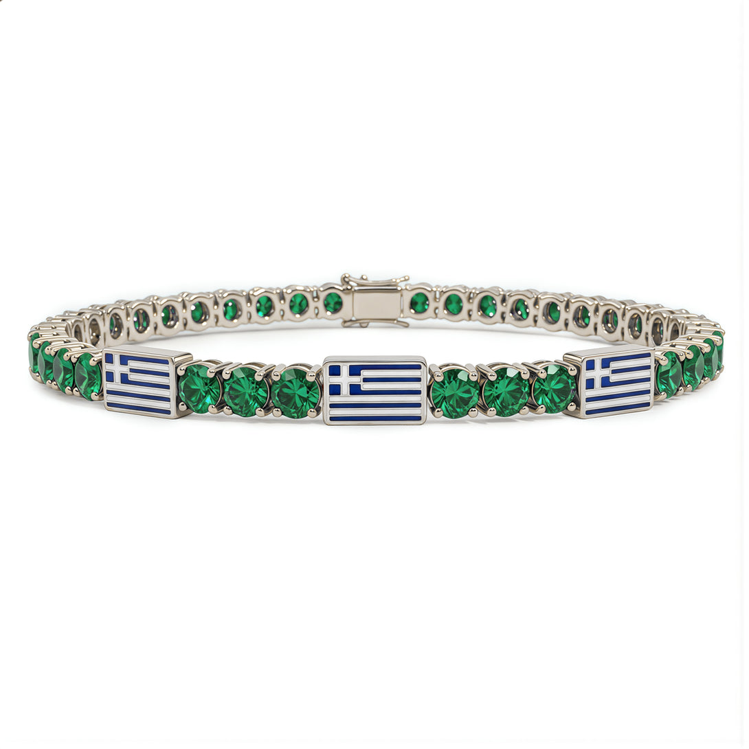 Emerald Tennis Bracelet with Greece Flag no. 6