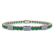 Emerald Tennis Bracelet with Greece Flag no. 6 image 1