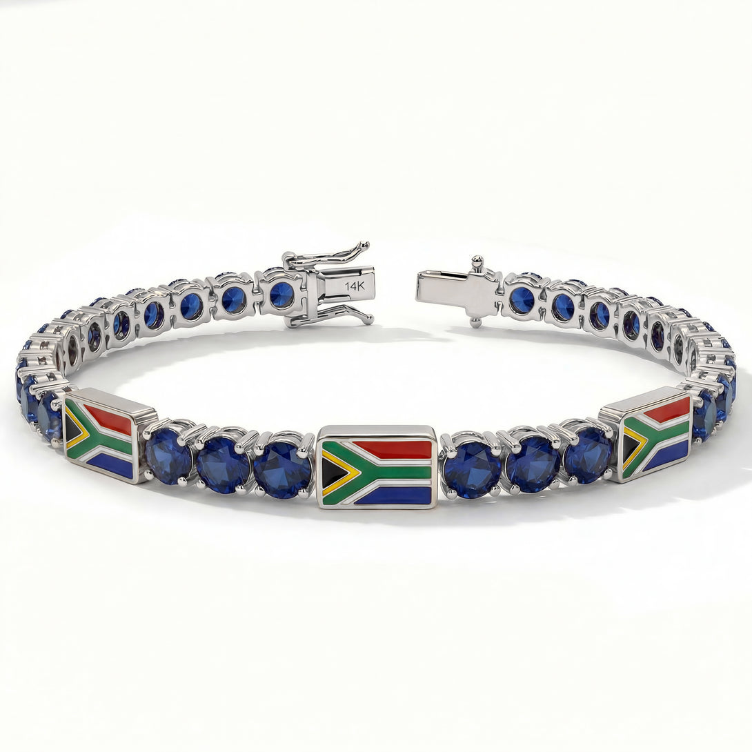 Sapphire Tennis Bracelet with South Africa Flag no. 15