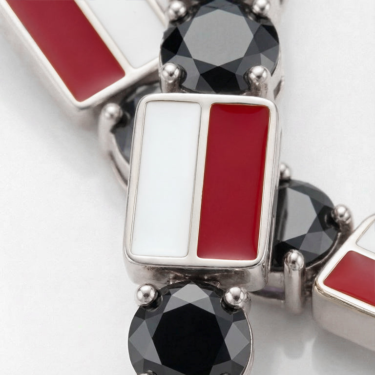 Black Diamond Tennis Bracelet with Poland Flag no. 9