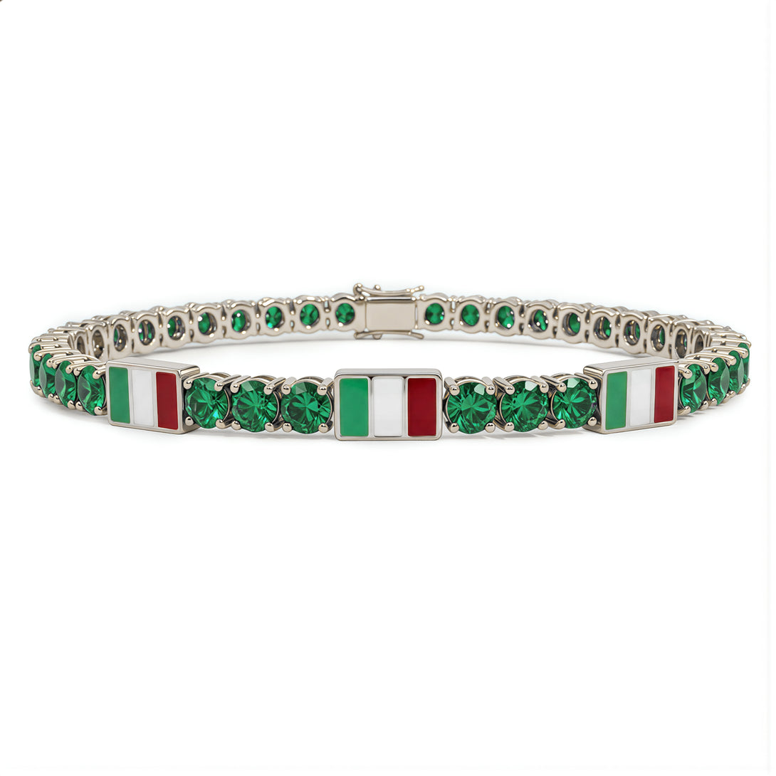 Emerald Tennis Bracelet with Italy Flag no. 6