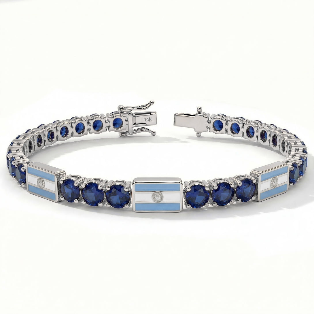Sapphire Tennis Bracelet with Argentina Flag no. 15