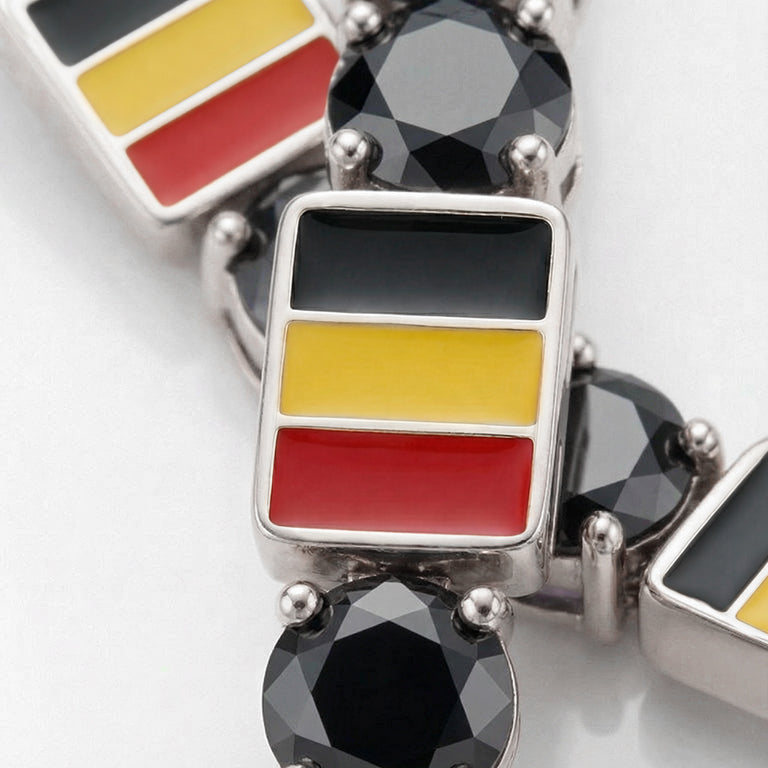 Black Diamond Tennis Bracelet with Belgium Flag no. 9