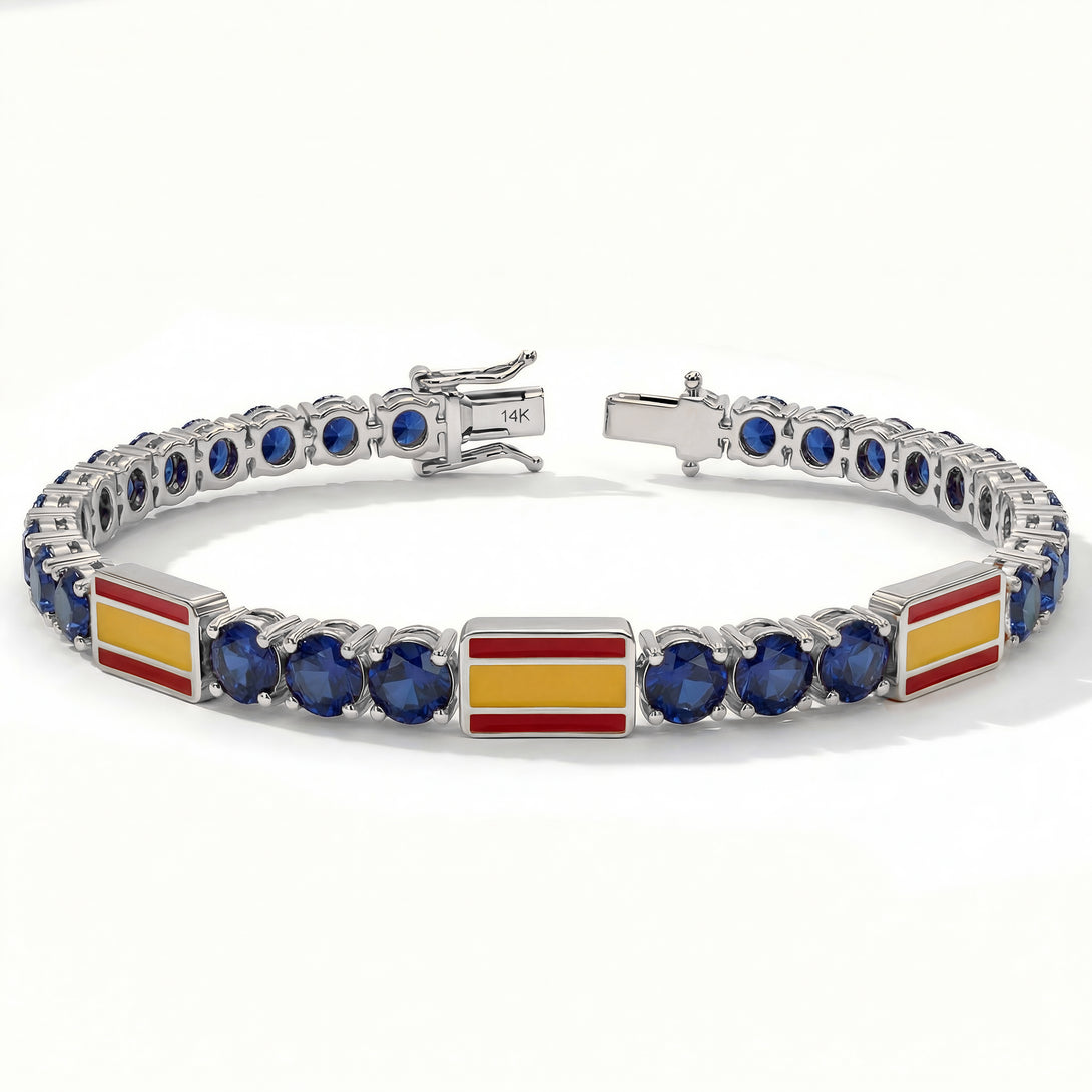 Sapphire Tennis Bracelet with Spain Flag no. 15