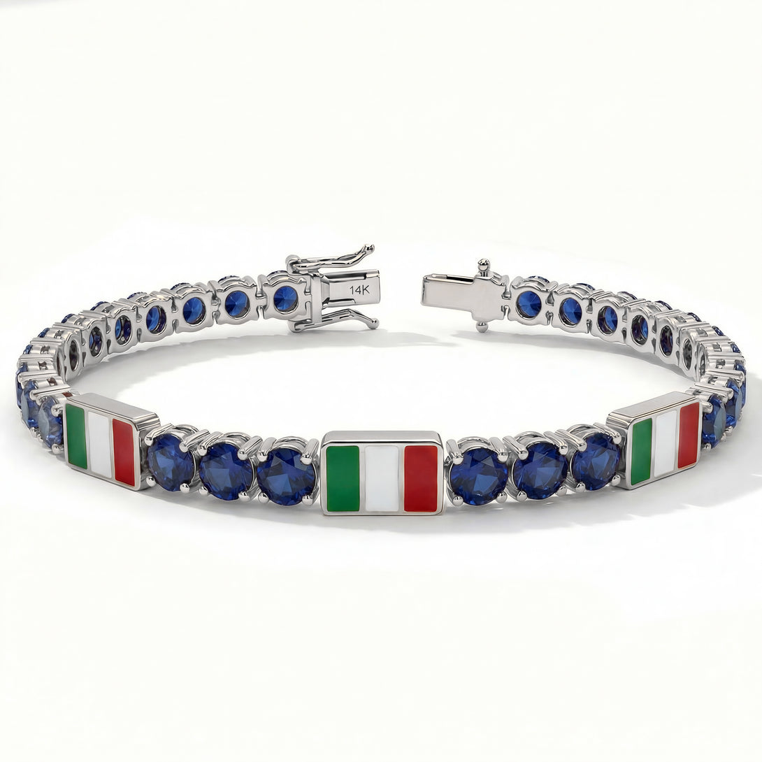 Sapphire Tennis Bracelet with Italy Flag no. 15