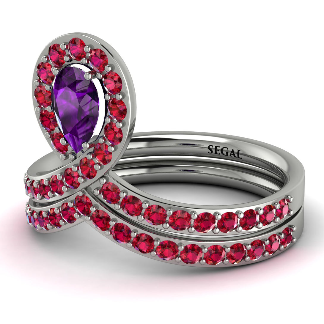 Amethyst Pear Shape Stacking Bridal Set - Emilia No. 312