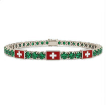 Emerald Tennis Bracelet with Switzerland Flag no. 6 image 1