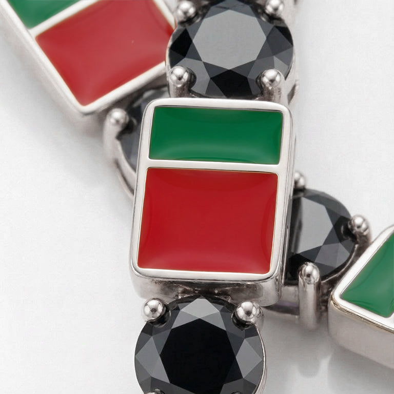 Black Diamond Tennis Bracelet with Portugal Flag no. 9