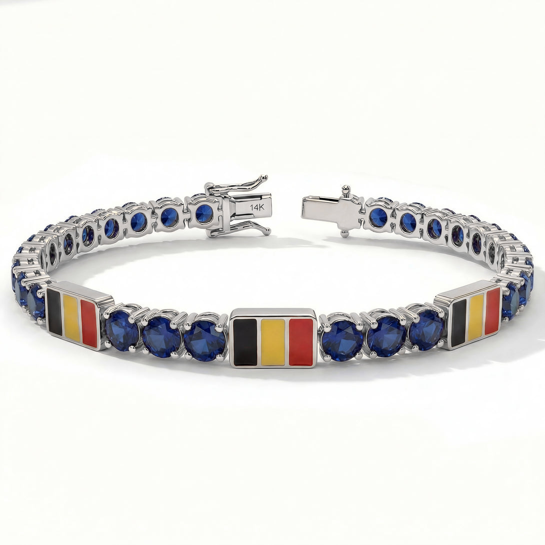 Sapphire Tennis Bracelet with Belgium Flag no. 15