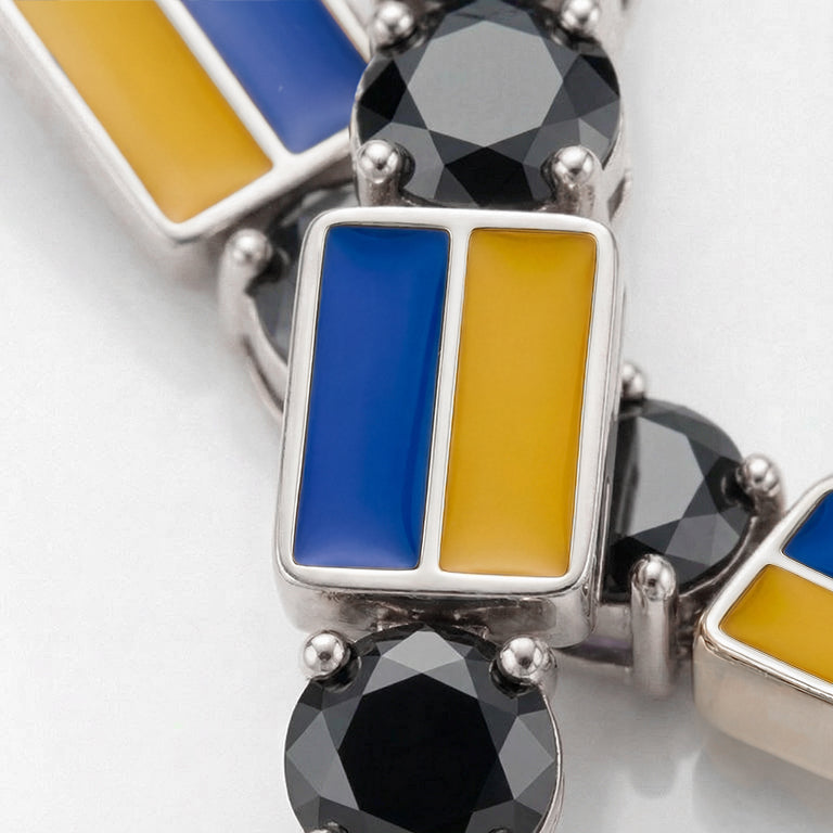 Black Diamond Tennis Bracelet with Ukraine Flag no. 9