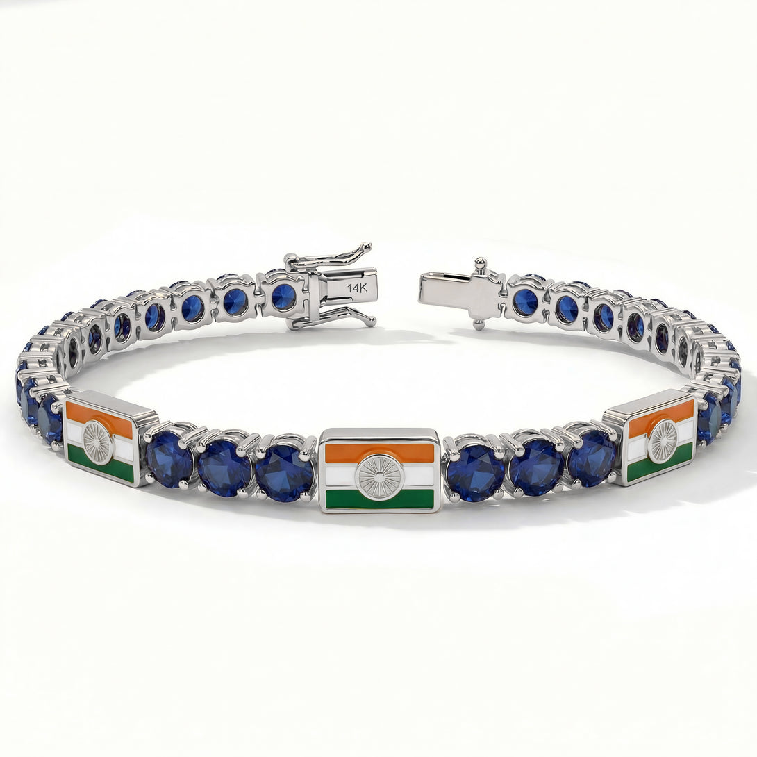 Sapphire Tennis Bracelet with India Flag no. 15