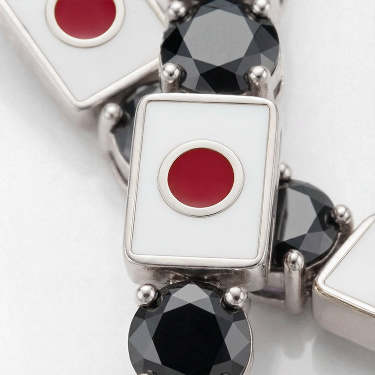 Black Diamond Tennis Bracelet with Japan Flag no. 9