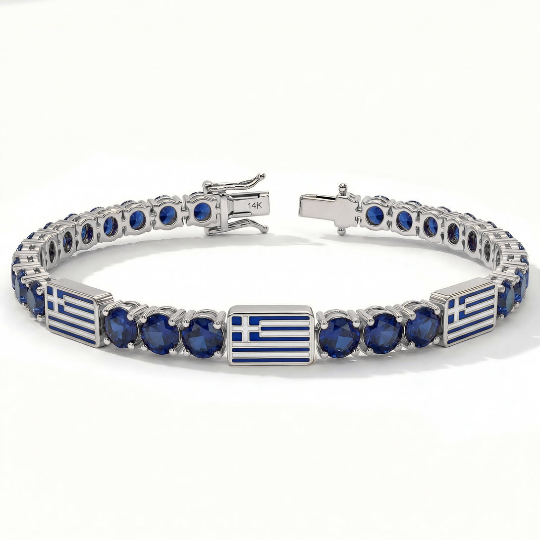 Sapphire Tennis Bracelet with Greece Flag no. 15