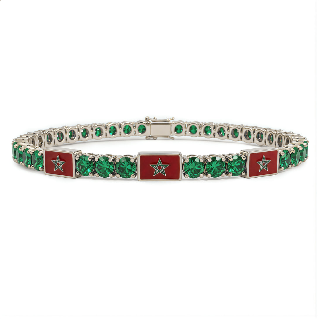 Emerald Tennis Bracelet with Morocco Flag no. 6