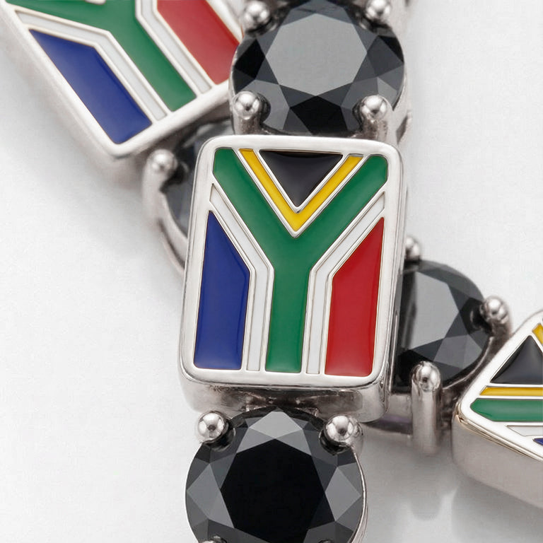 Black Diamond Tennis Bracelet with South Africa Flag no. 9