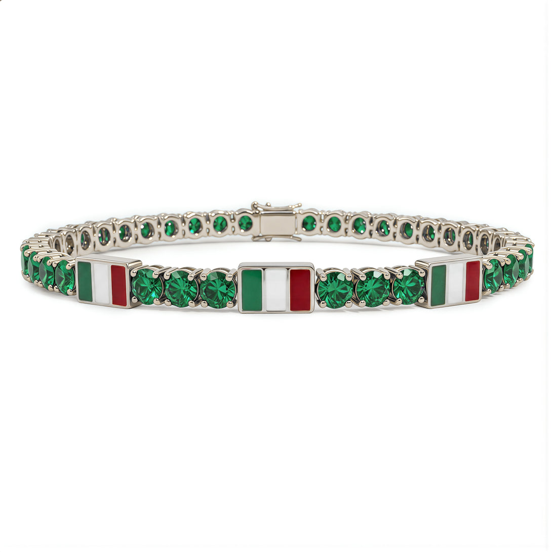 Emerald Tennis Bracelet with Mexico Flag no. 6