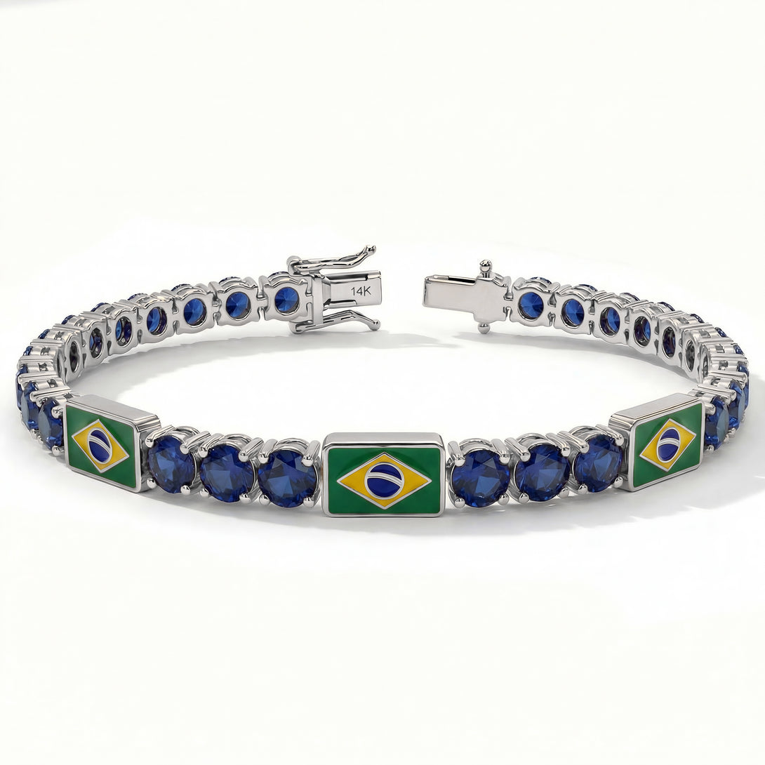 Sapphire Tennis Bracelet with Brazil Flag no. 15