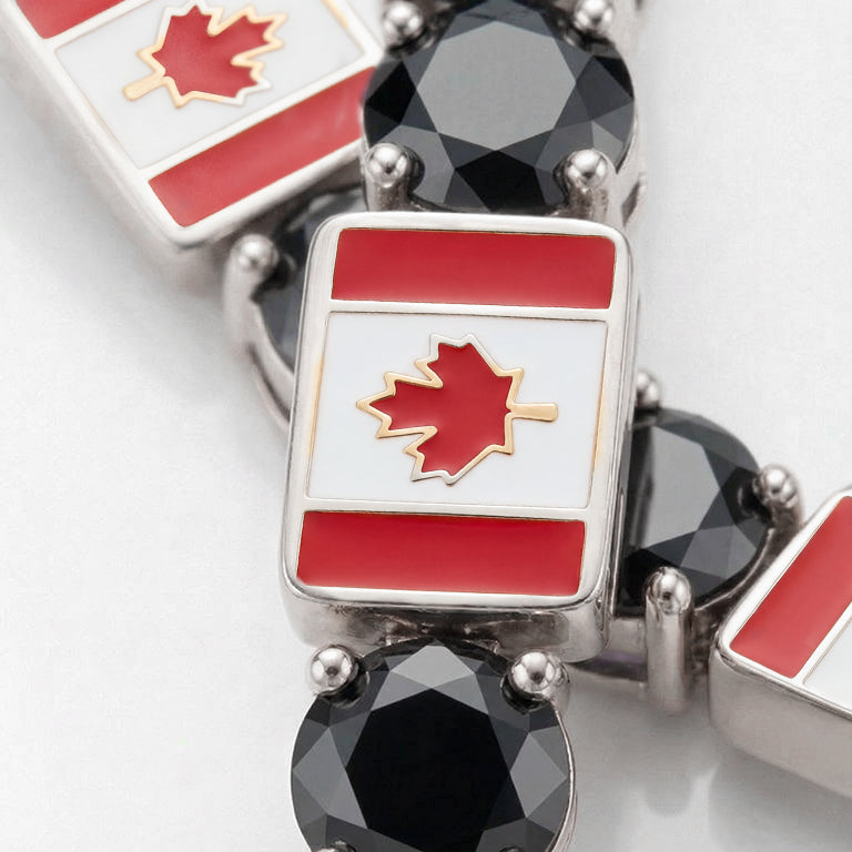 Black Diamond Tennis Bracelet with Canada Flag no. 9
