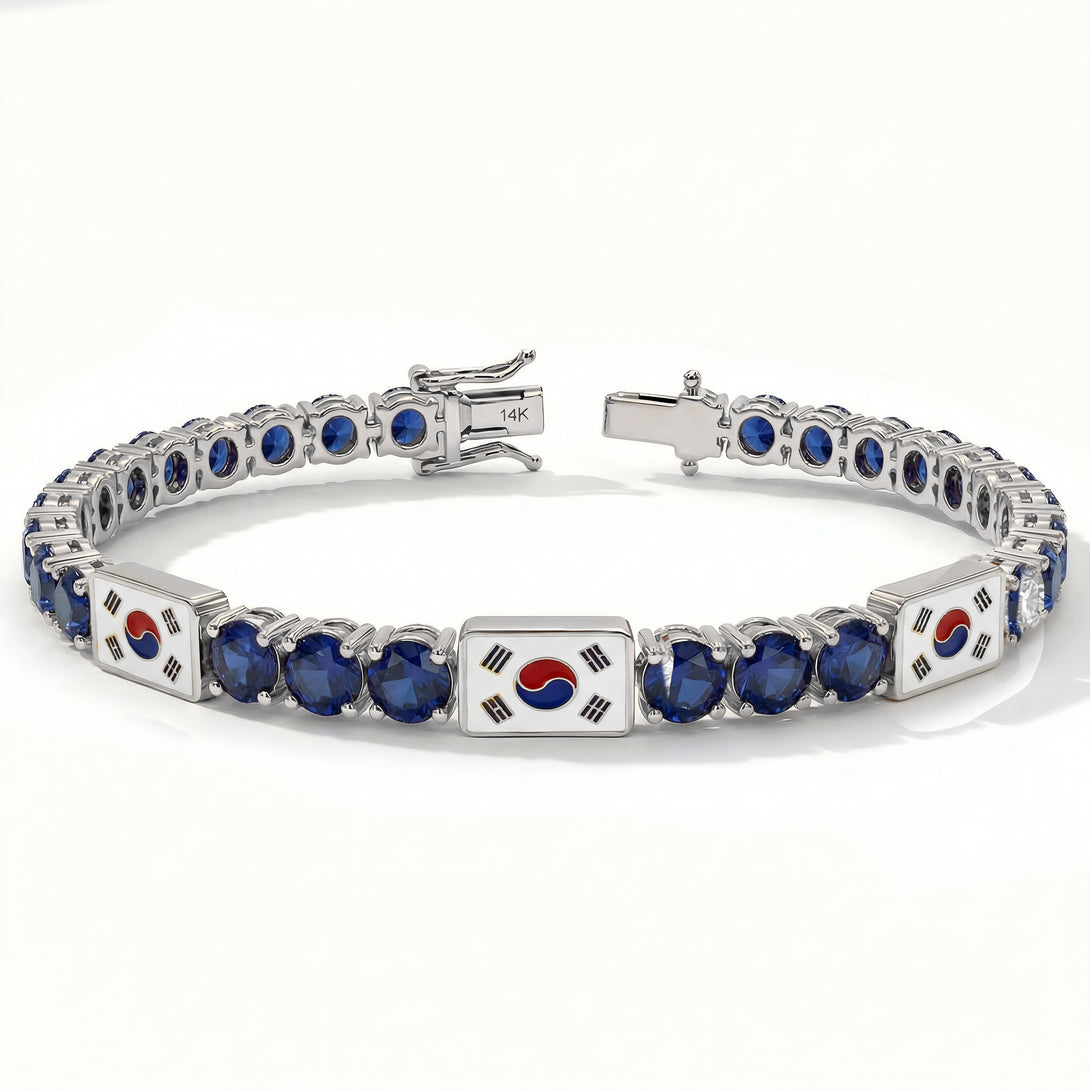 Sapphire Tennis Bracelet with South Korea Flag no. 15