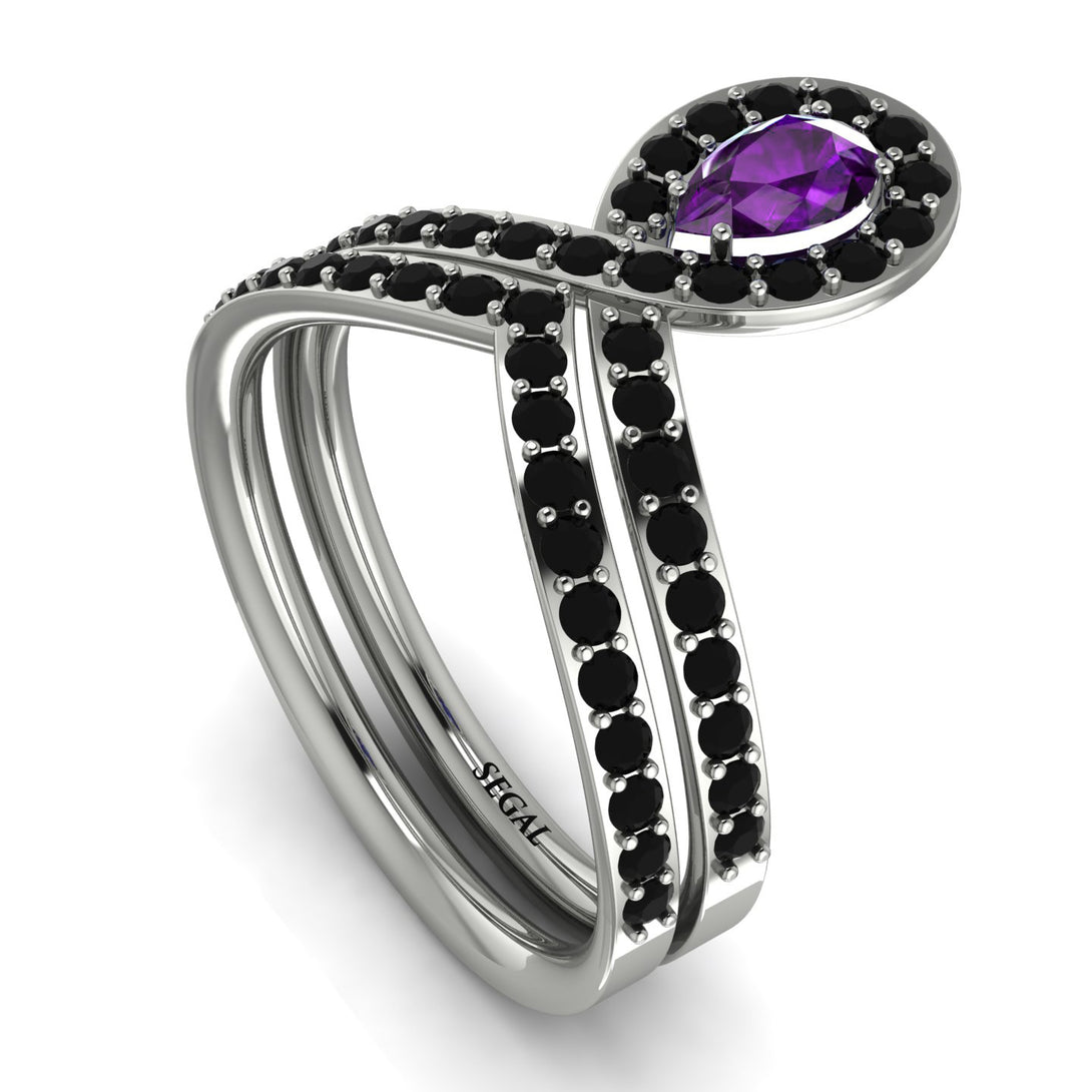 Amethyst Pear Shape Stacking Bridal Set - Emilia No. 309
