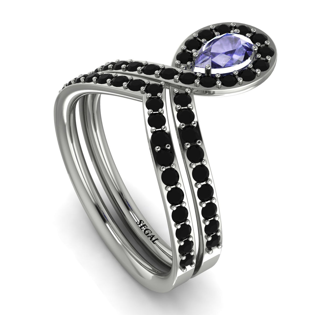 Tanzanite Pear Shape Stacking Bridal Set - Emilia No. 209