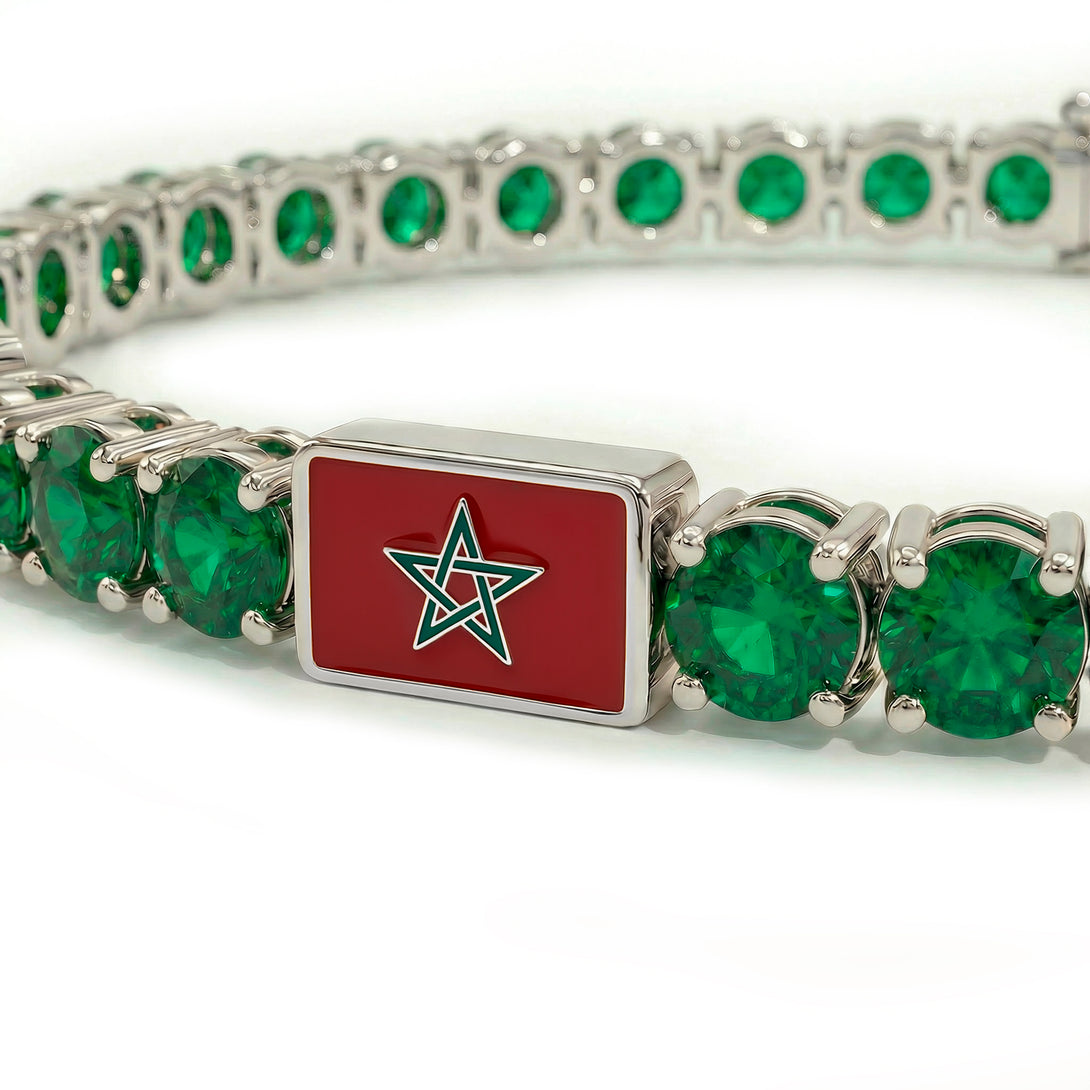 Emerald Tennis Bracelet with Morocco Flag no. 6