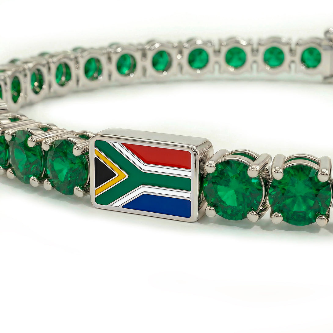 Emerald Tennis Bracelet with South Africa Flag no. 6