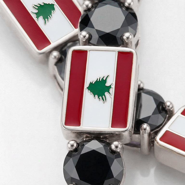 Black Diamond Tennis Bracelet with Lebanon Flag no. 9
