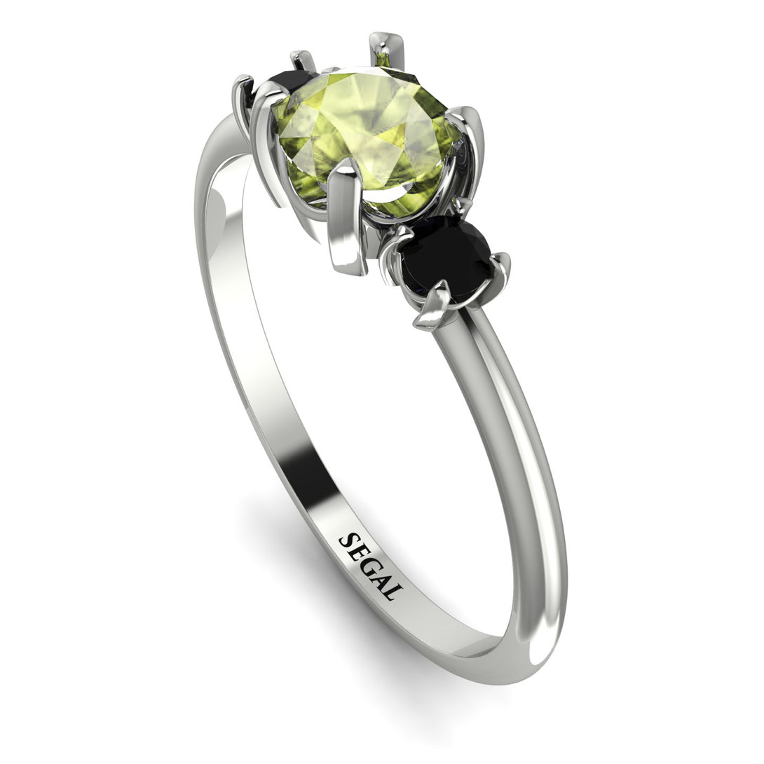 Classic Three Stone Peridot Engagement Ring - Valentina No. 709